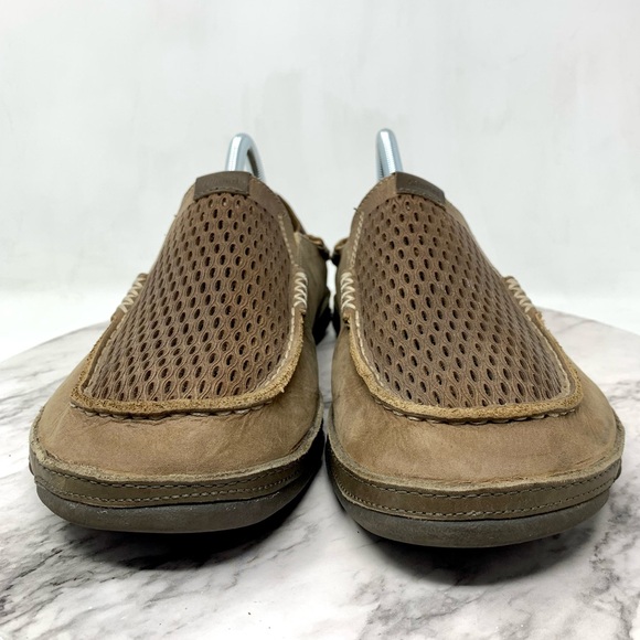 Olukai Moloa Aho Brown Leather Perforated Casual Slip-On Loafers 9/42 Mens Beach - Picture 4 of 16